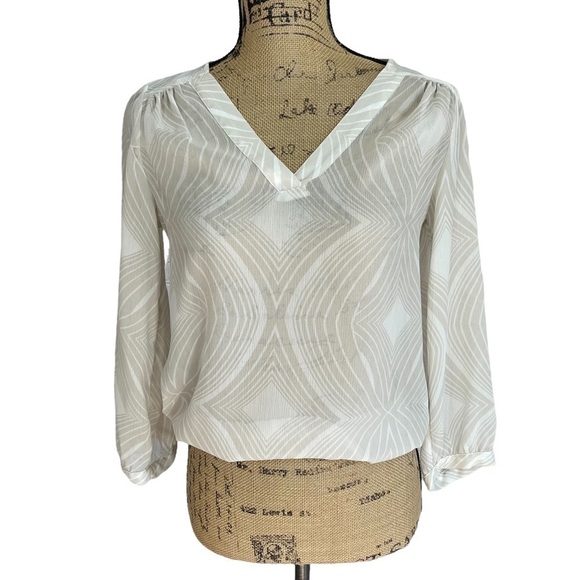 The Limited Sheer Swirl Neutral Office Blouse - Picture 3 of 9